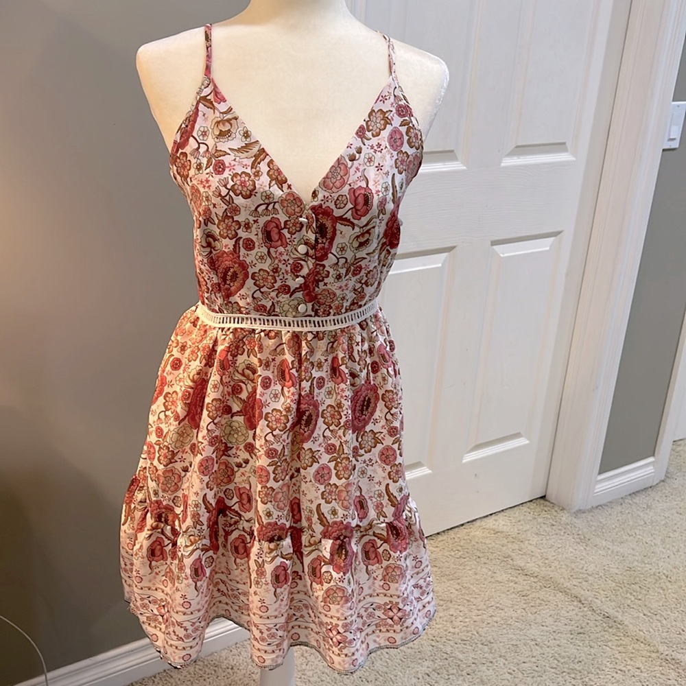 Women’s SHEIN Strappy Floral V-Neck Tie Back Dress L